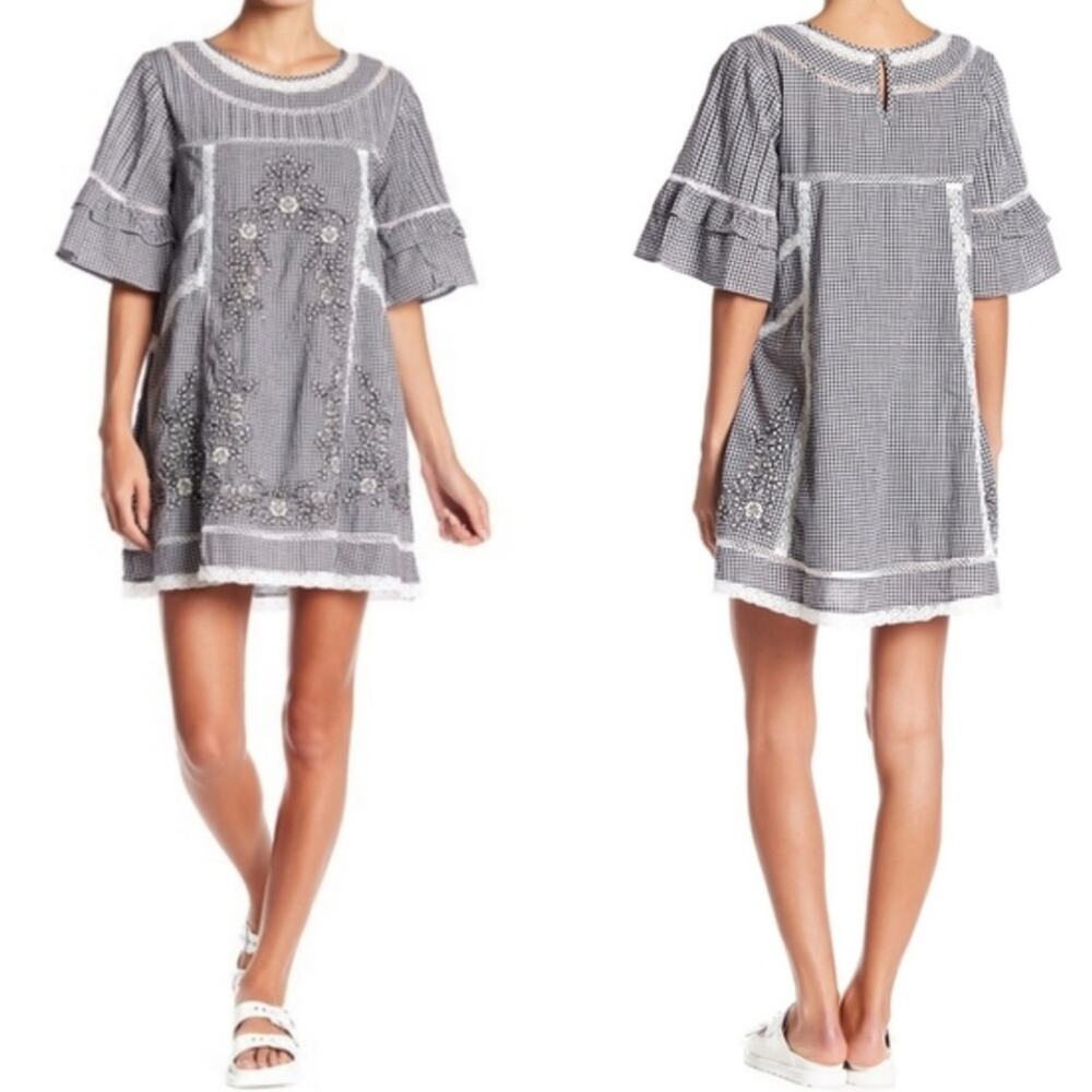 Free People Black & White Sunny Day Shirt Dress